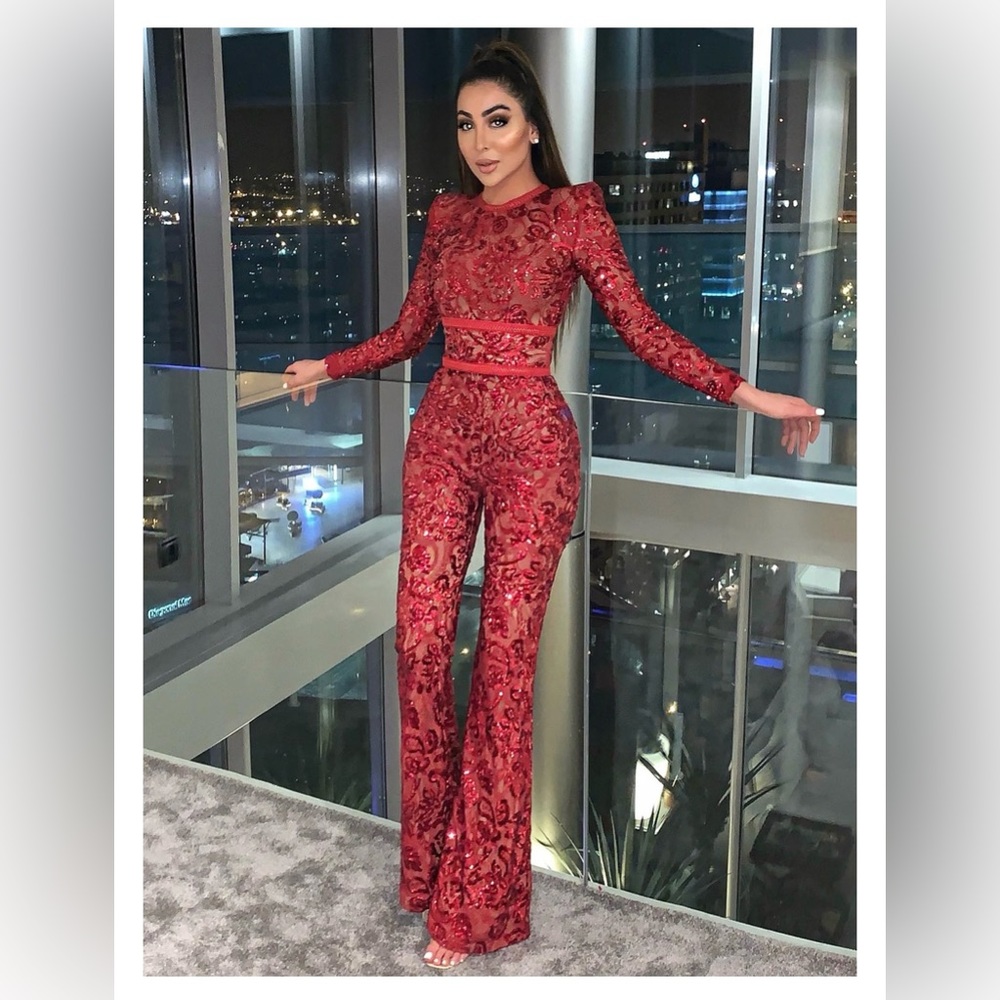 Nadine Merabi Red Bella Jumpsuit